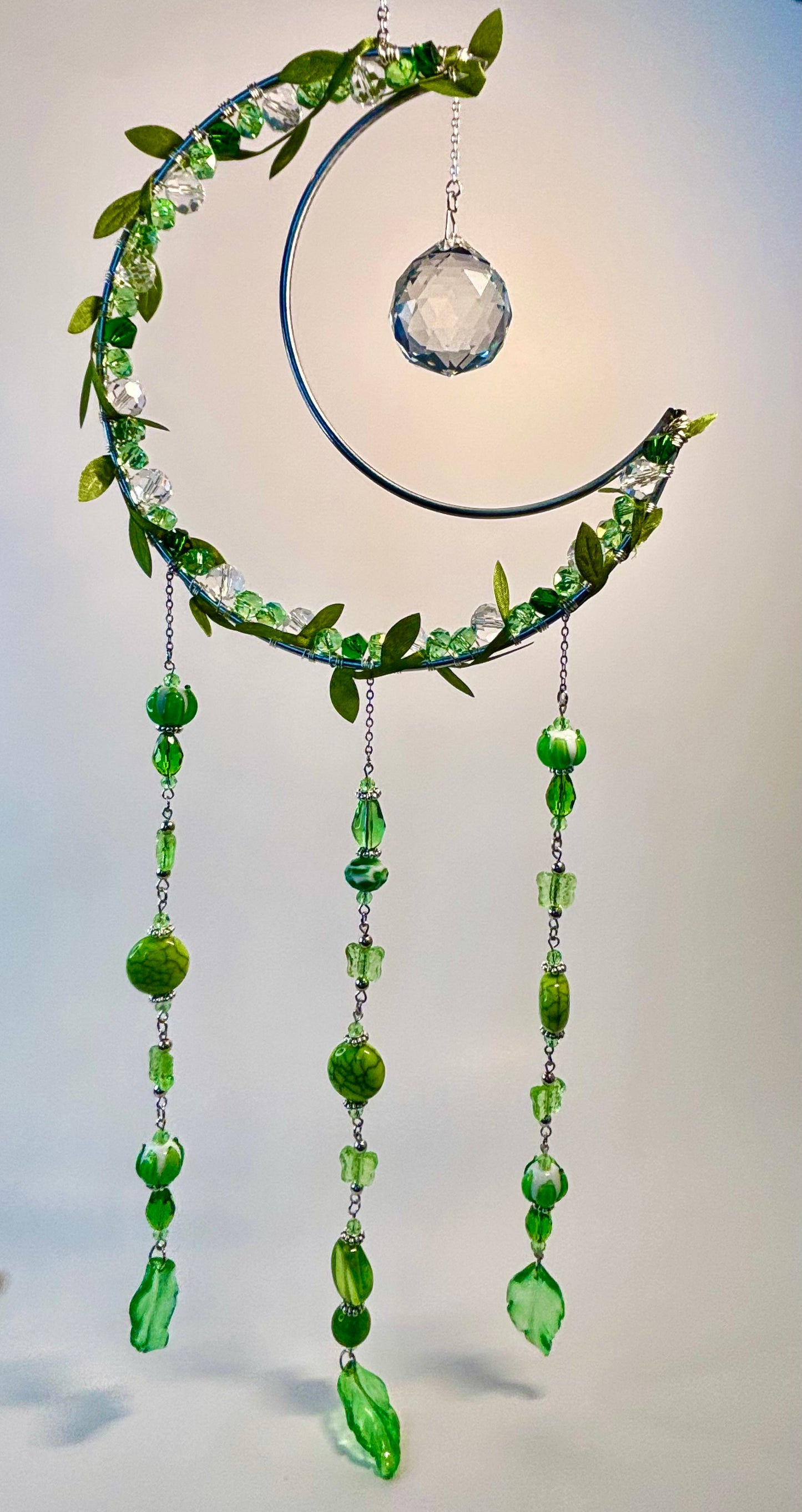 Large Silver Moon with Green Ivy