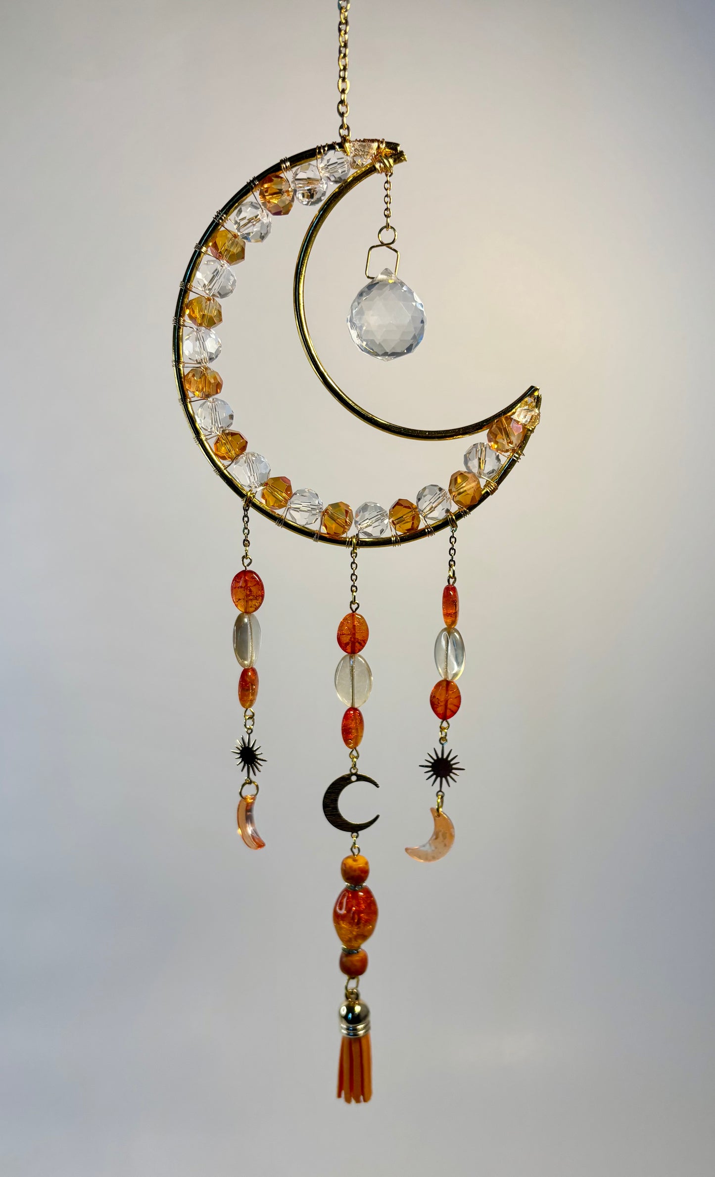 Medium Gold Metal Moon Frame with Orange