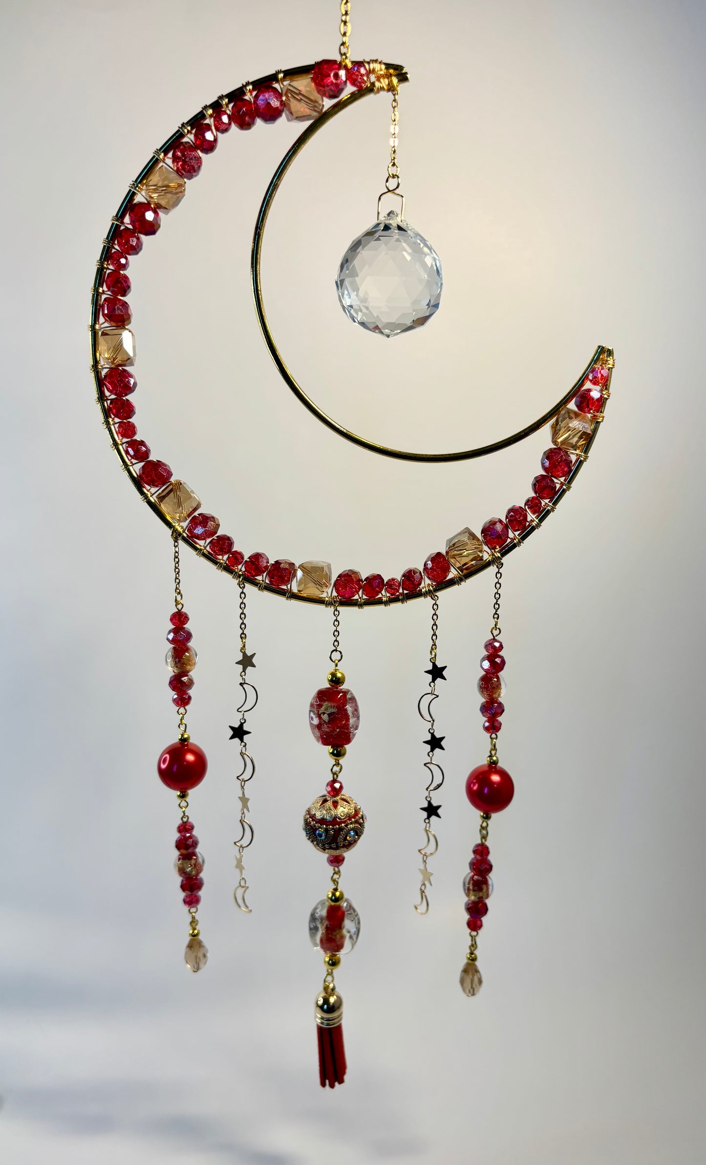 Large Gold Metal Moon Frame with Red & Gold