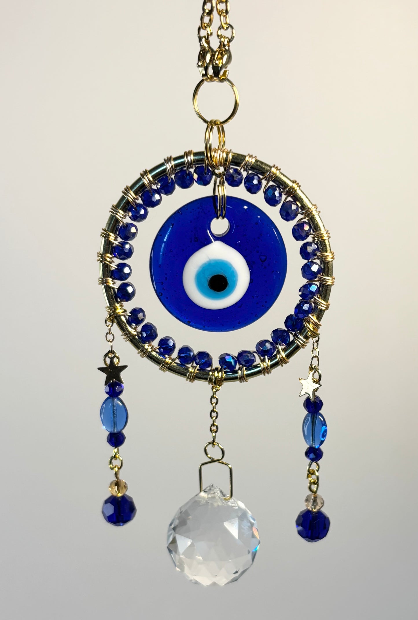 Gold Round Metal Frame with Dark Blue & Evil Eye