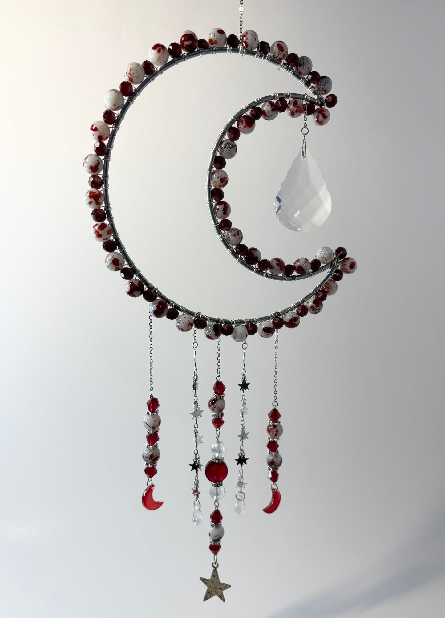 Large Silver Moon with Red & White
