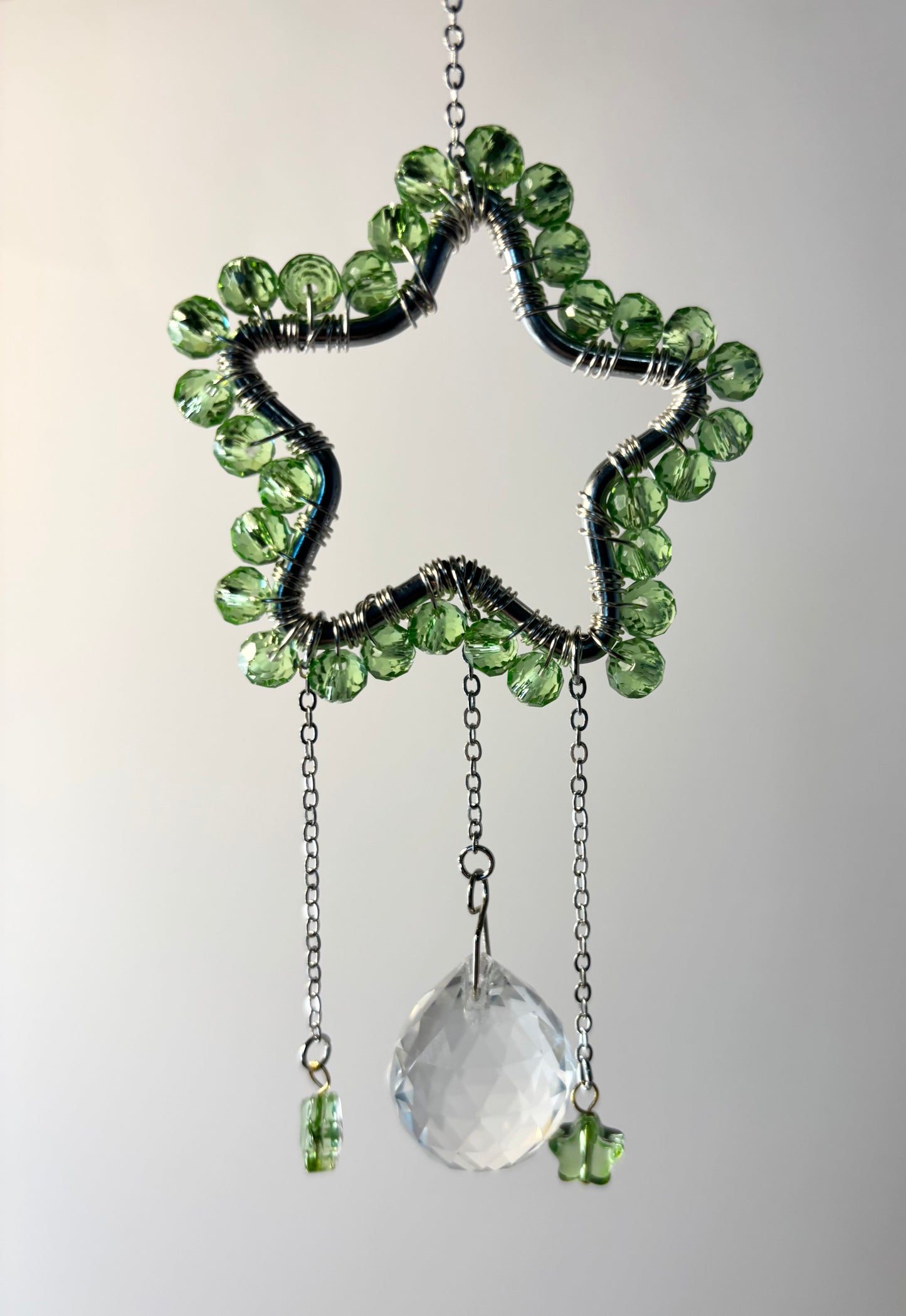 Small Silver Star with Light Green