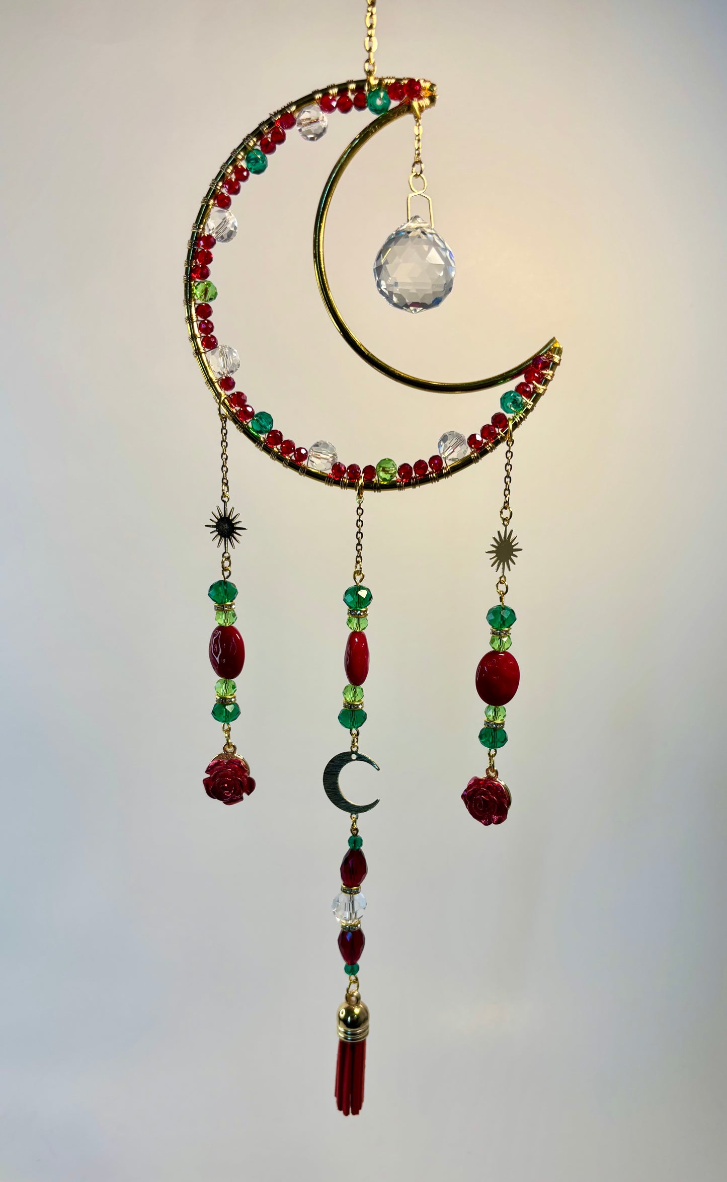Medium Gold Moon with Red Roses