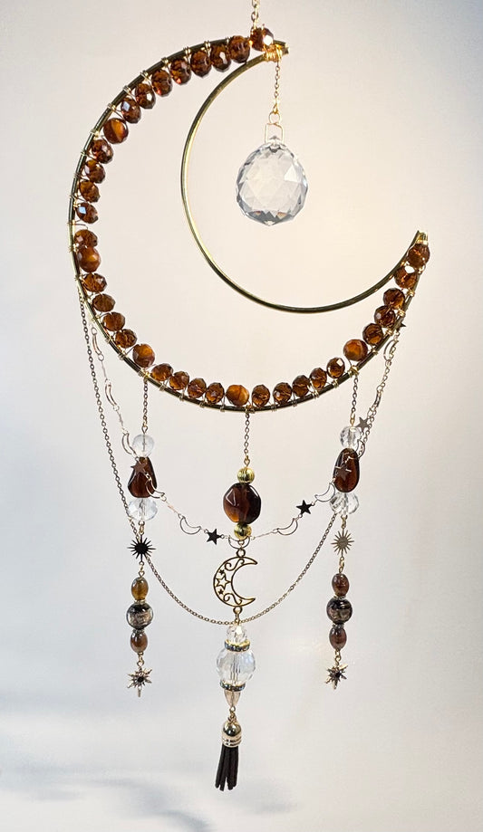 Large Gold Metal Moon Frame with Brown