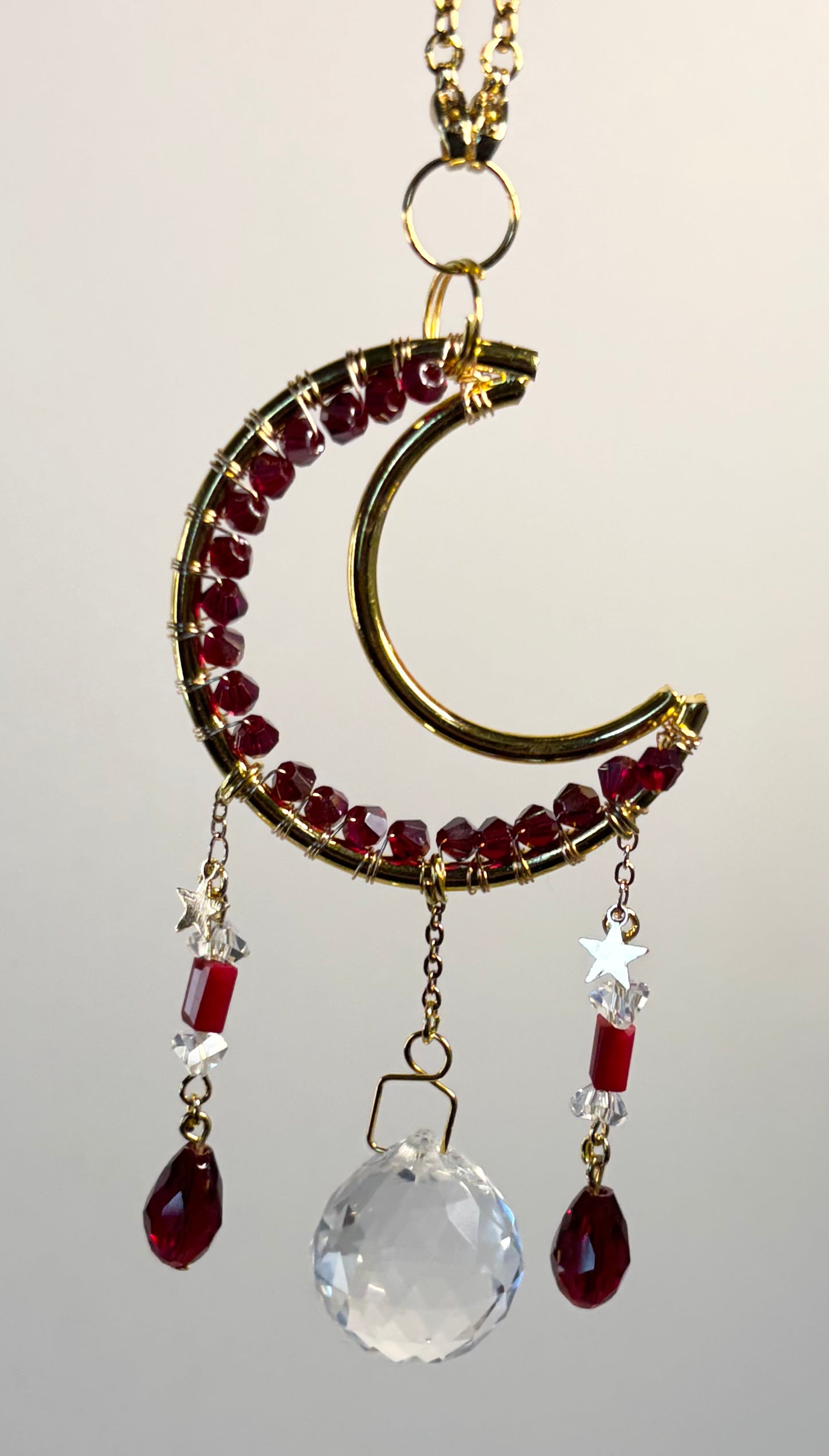 Gold Metal Moon Frame with Red - Rearview Mirror