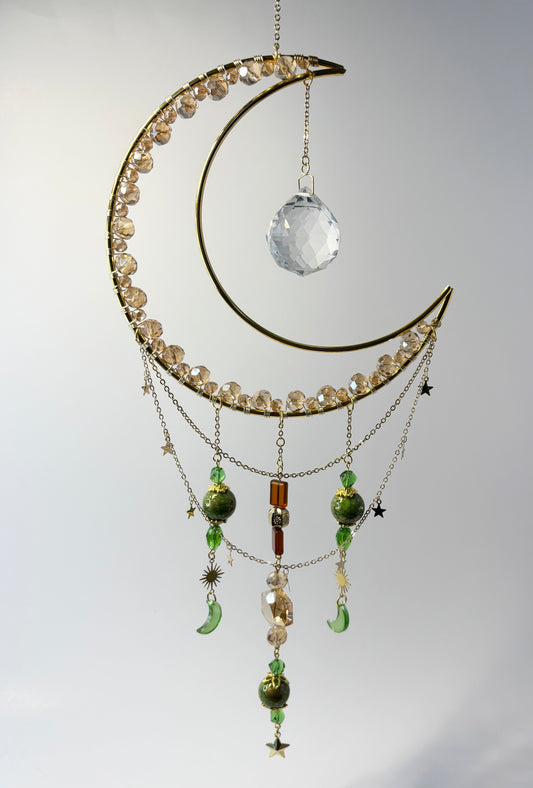 Large Gold Moon with Gold & Green