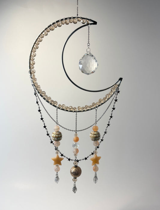 Large Silver Moon with Coral