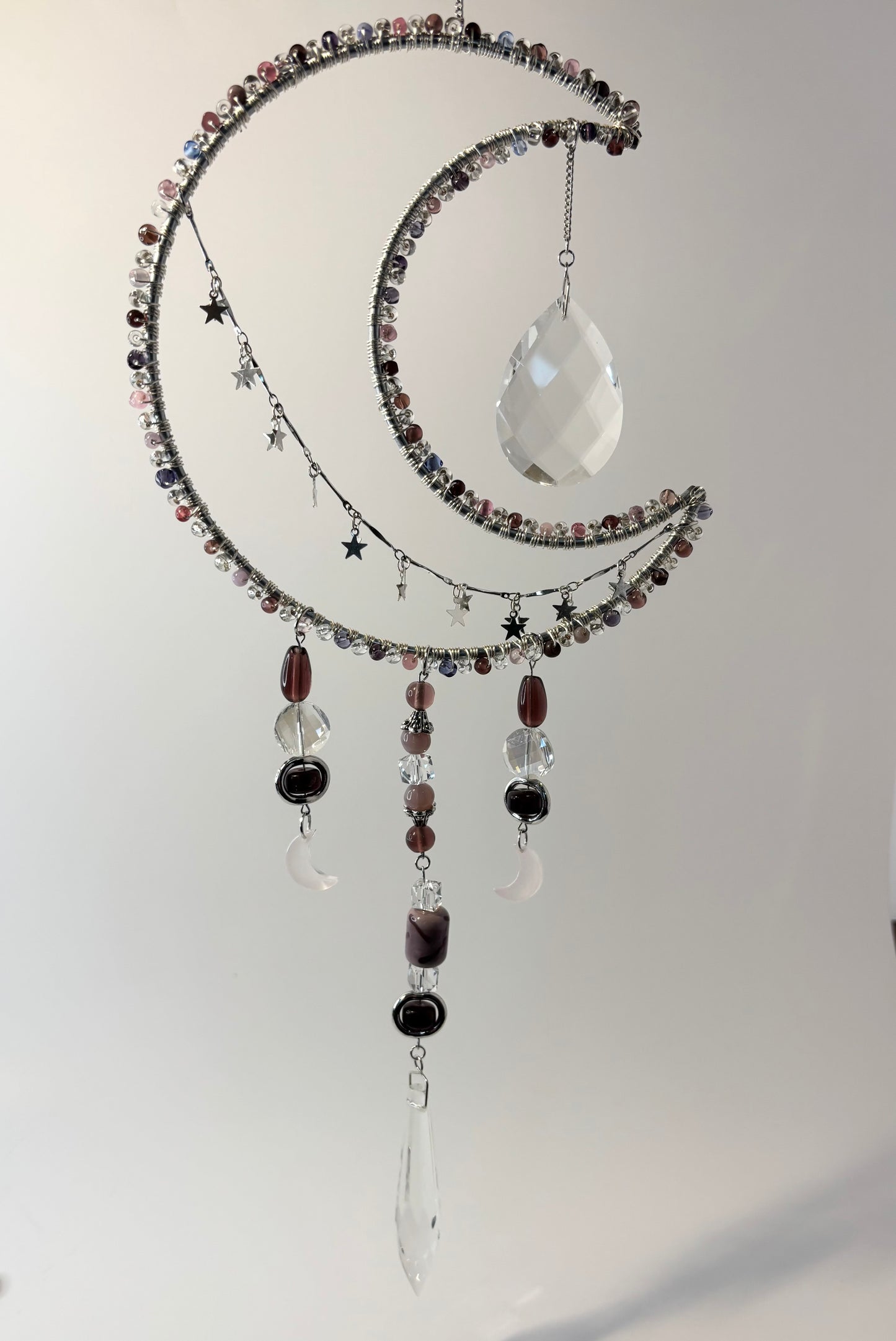 Large Silver Moon with Purple