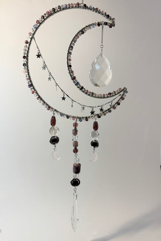 Large Silver Moon with Purple