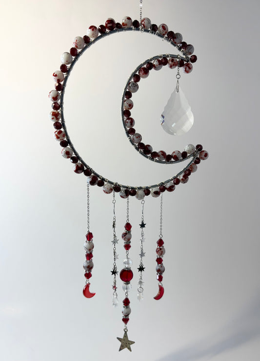 Large Silver Moon with Red & White
