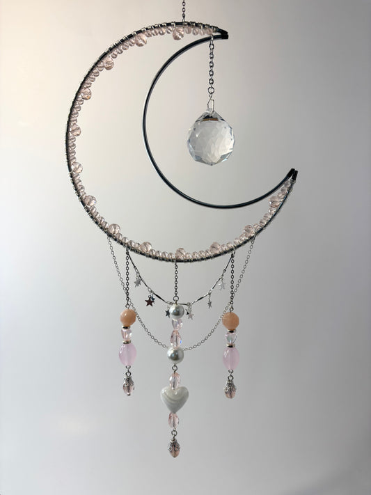 Large Silver Moon with Pink