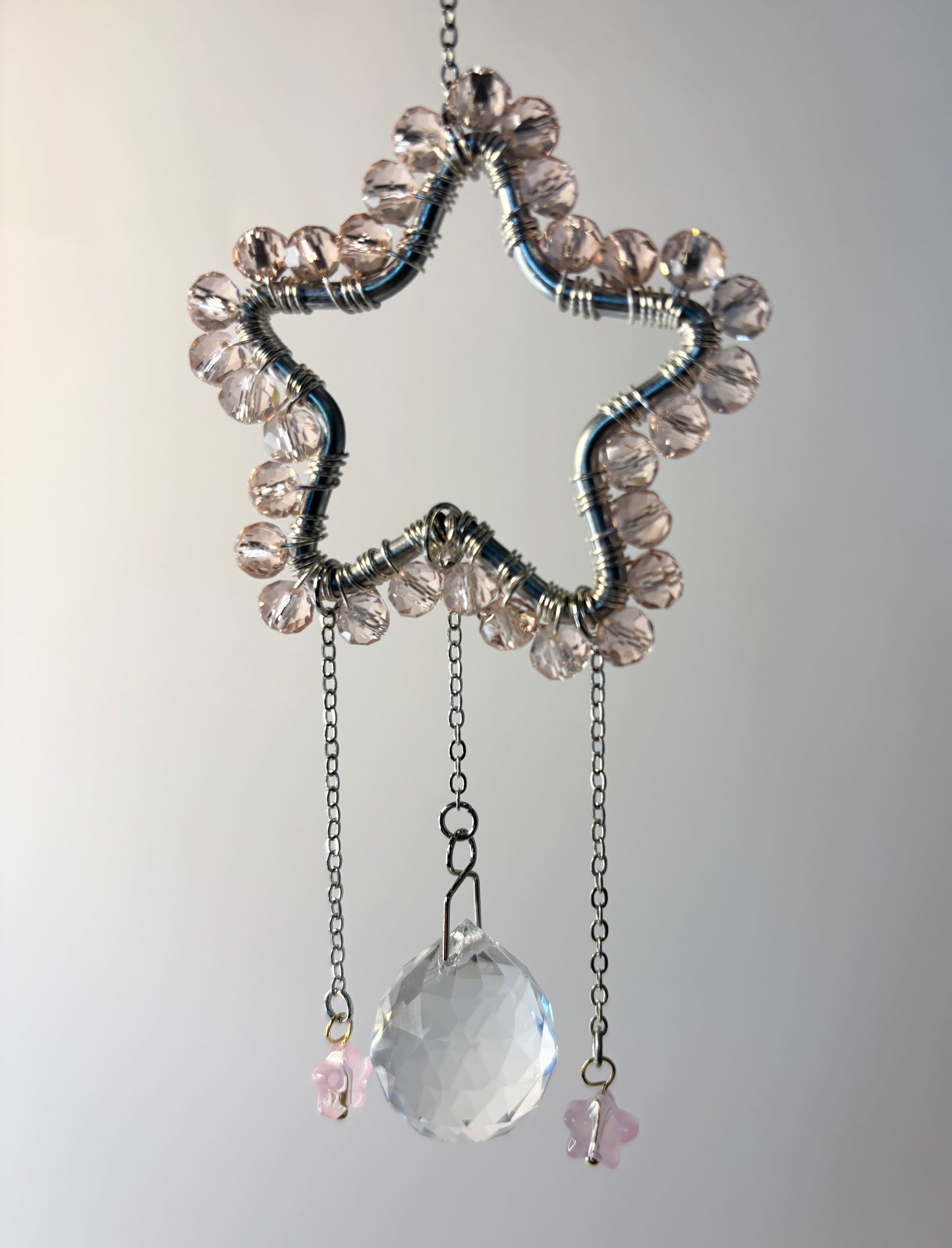 Small Silver Star with Pink