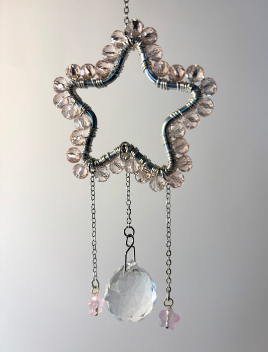 Small Silver Star with Pink