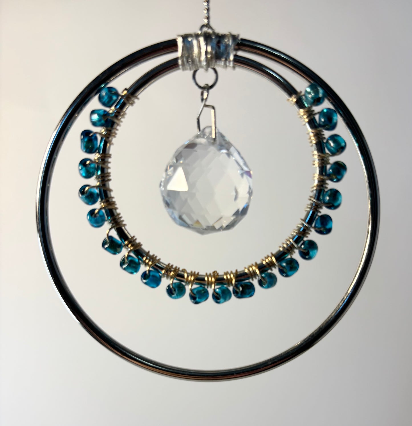 Silver Round with Blue