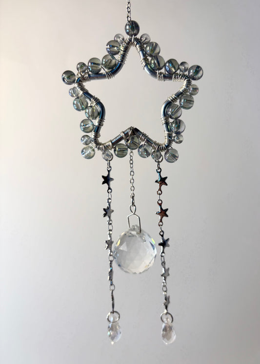Small Silver Star with Iridescent Beads