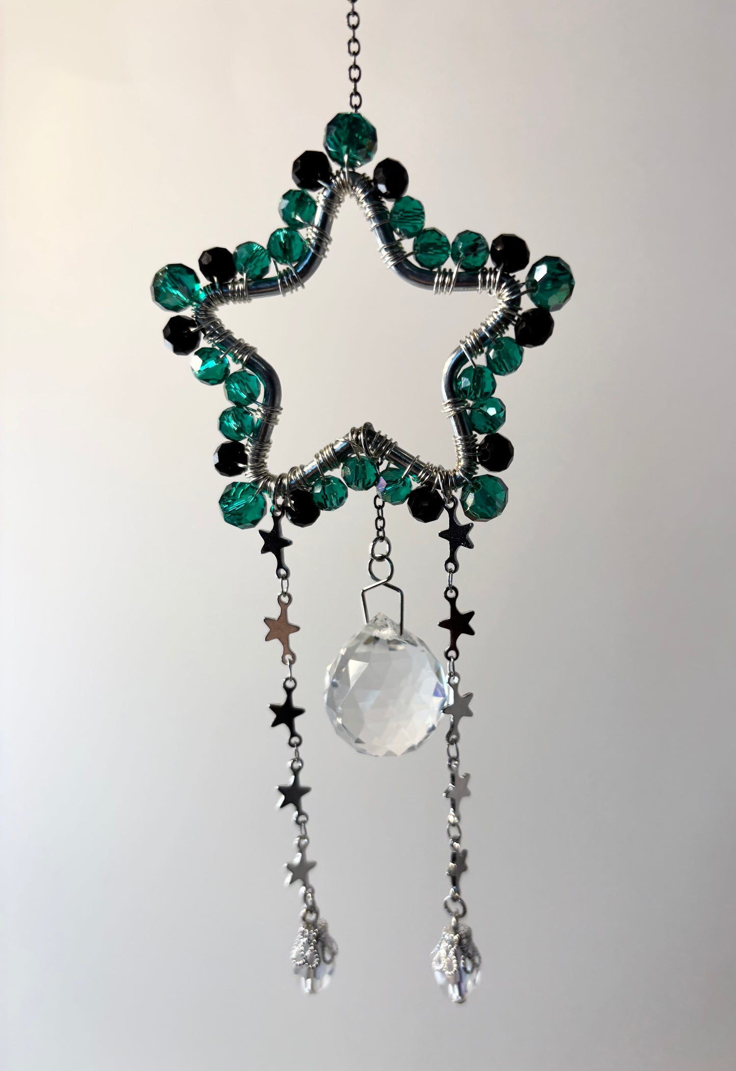 Small Silver Star with Green & Black