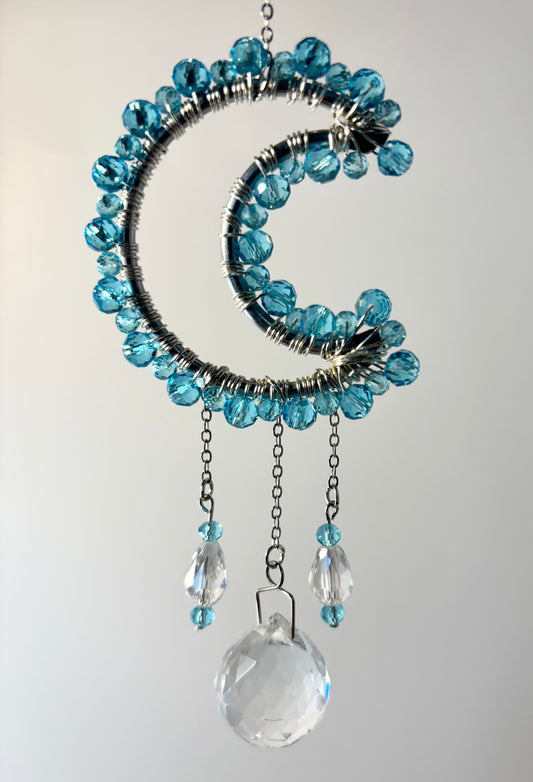 Silver Moon with Light Blue