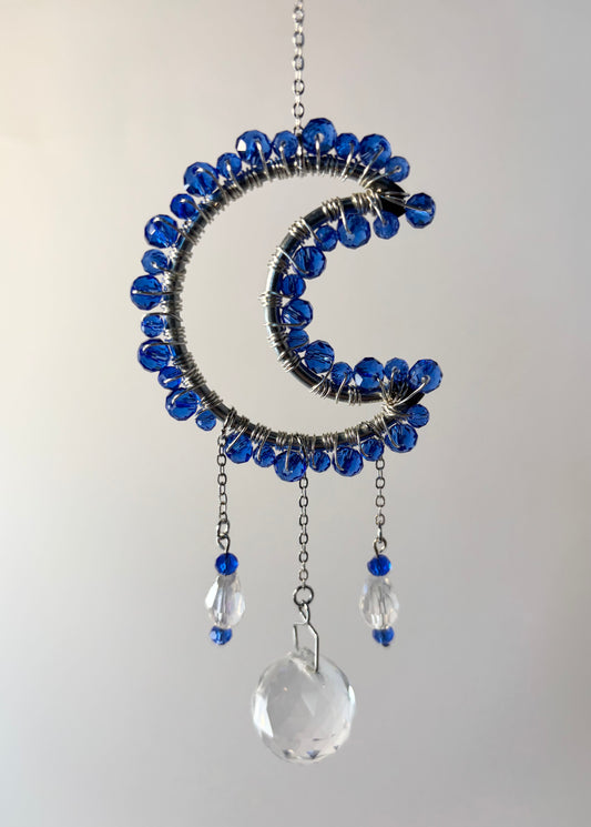 Small Silver Moon with Dark Blue