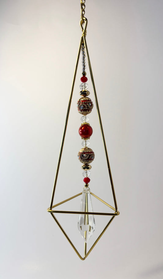 Tall Gold Geometric with Red