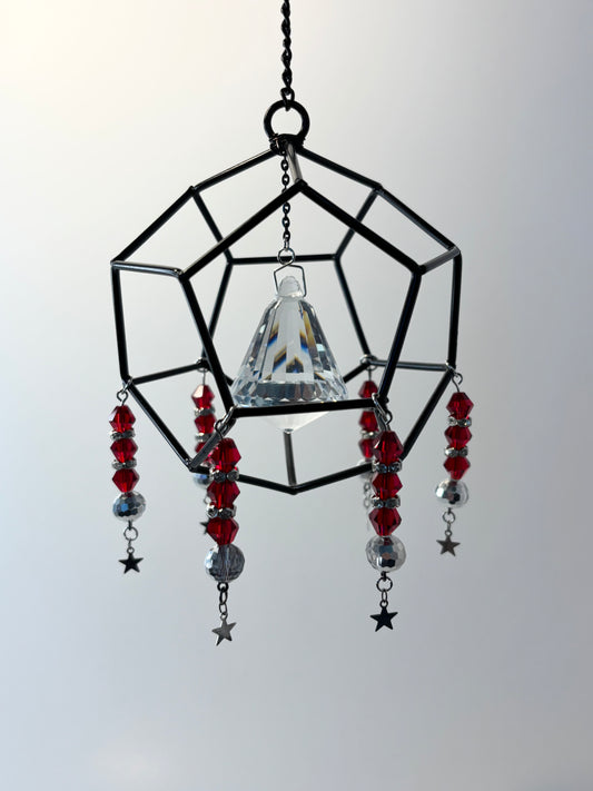 Black Geometric Frame with 6 Pendants, Star