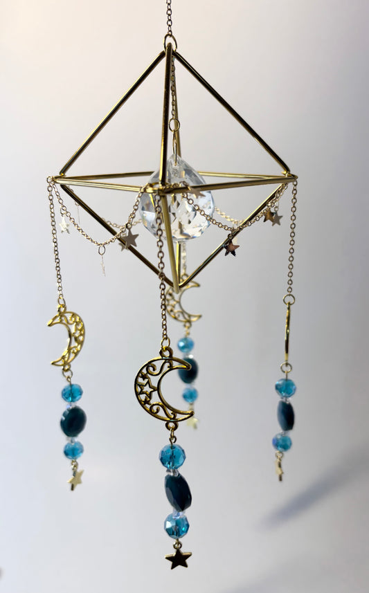 Geometric Teal Moon & Stars