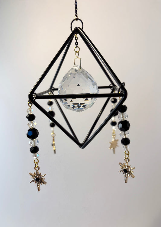 Black Geometric Frame with 4 Pendants, Black